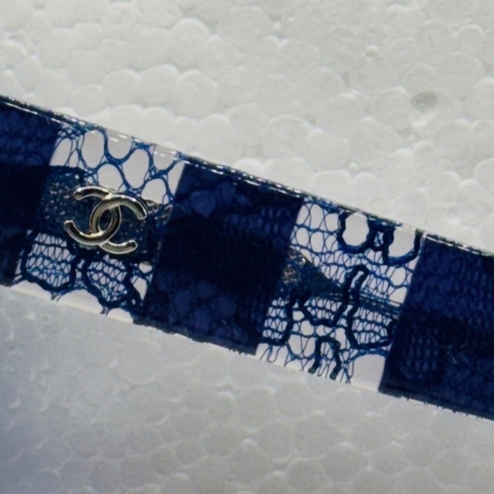 Authentic $700 CHANEL 5296 butterfly sunglasses in blue lace design - Picture 3 of 14